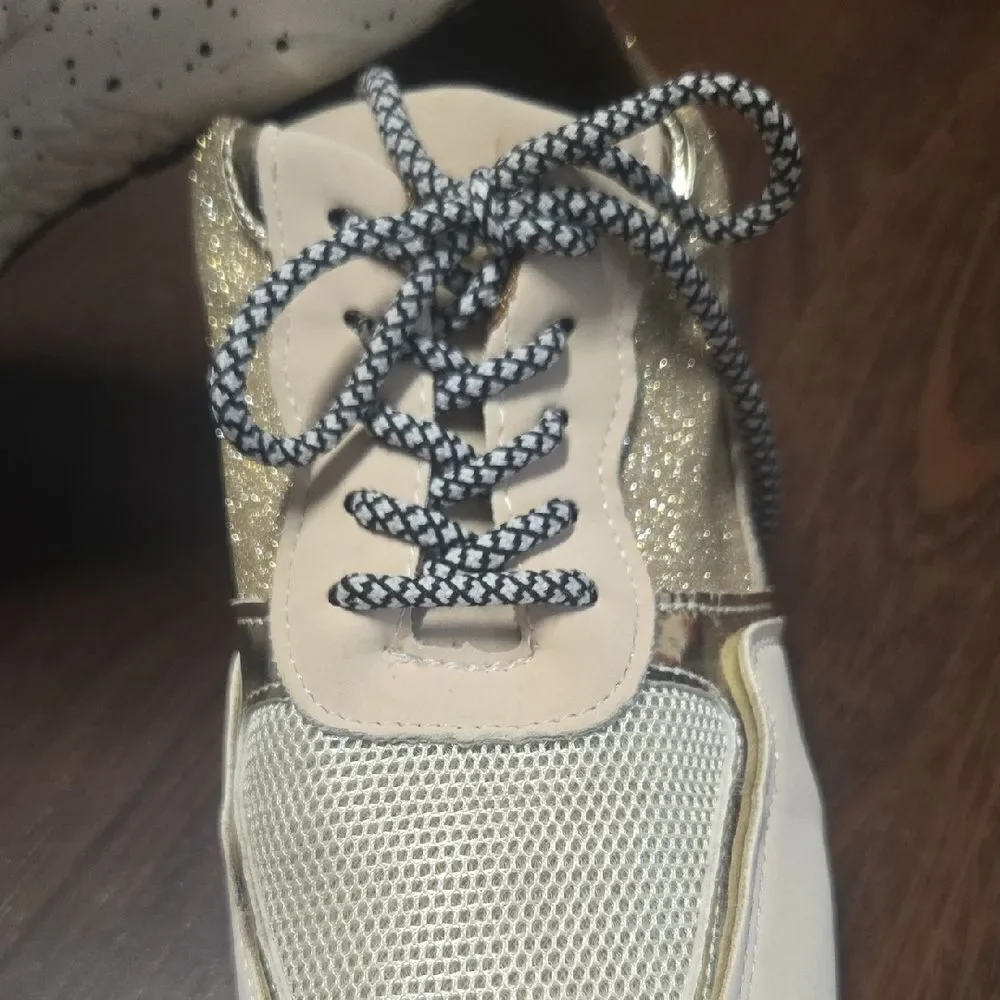 Stylish Gold and Cream Women's Sneakers